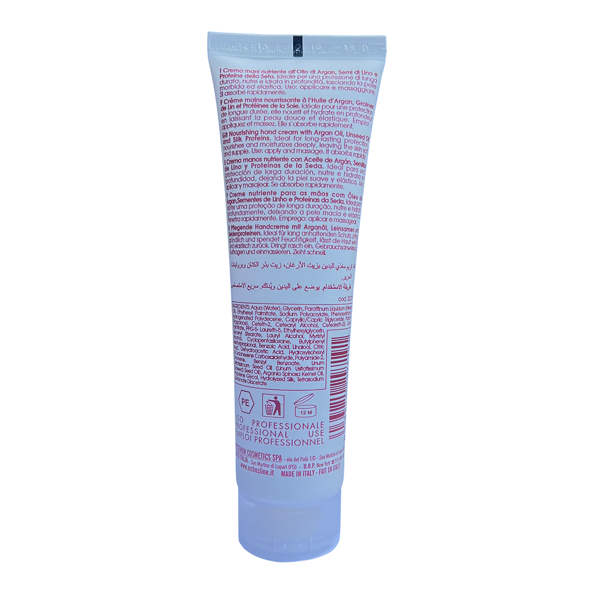 100ml Echosline Professional Nourishing Hand Cream with Argan Oil, Linseed Oil and Silk proteins