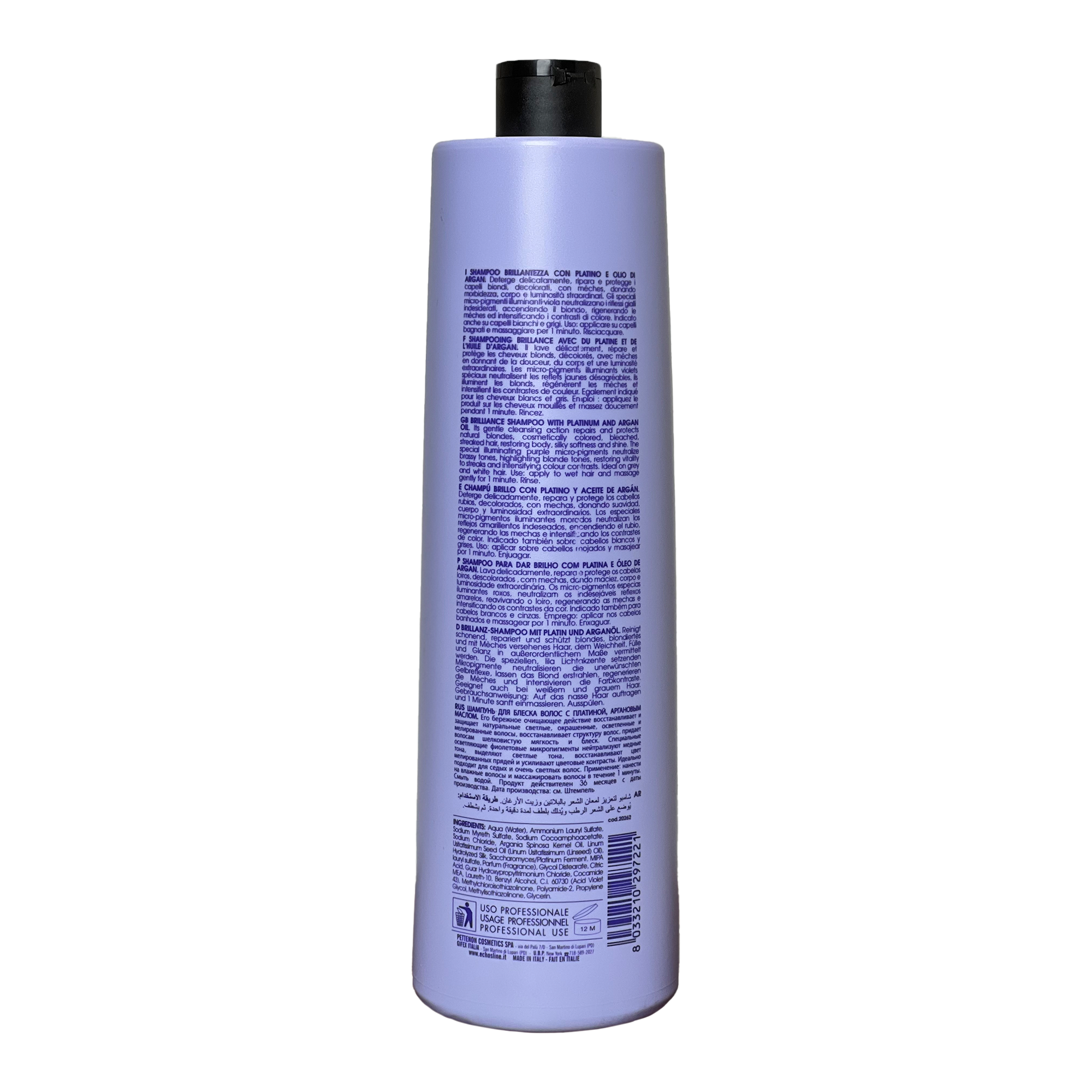 1000ml Echosline Seliar Brilliance Shampoo With Platinum And Argan Oil