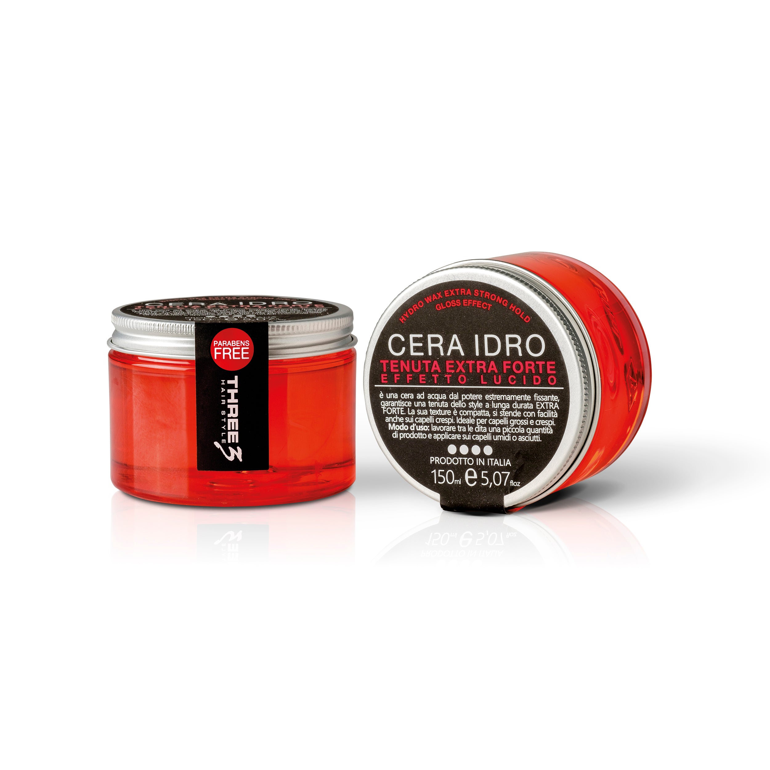 THREE Hydro Hair Wax Extra Strong Hold Gloss Effect 150ml